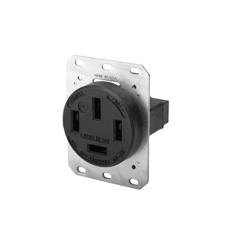 Tomacorriente 60A trifasico 125/208VAC industrial Heavy Duty Negro