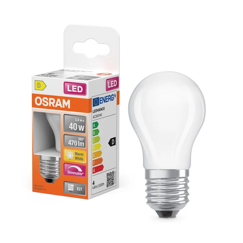 OSRAM LED Retrofit Classic P regulable 3,4 W 827 mate E27