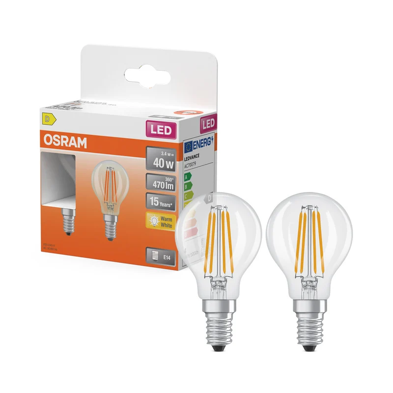 OSRAM LED Retrofit Classic P 3,4 W 827 transparente E14