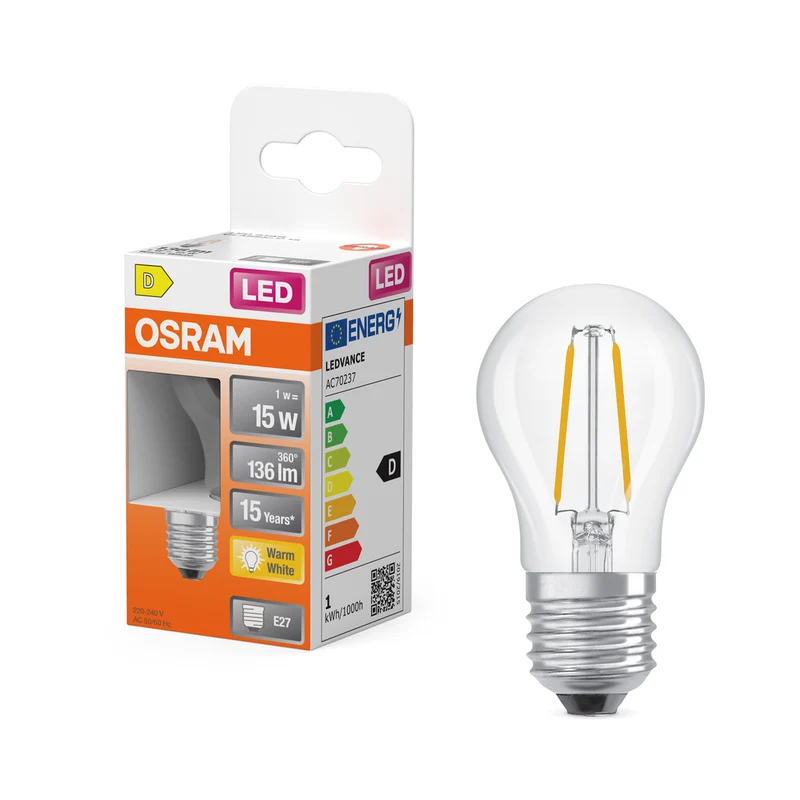 OSRAM LED Retrofit Classic P 1W 827 transparente E27