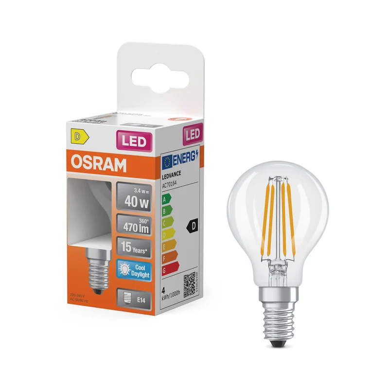 OSRAM LED Retrofit Classic P 3,4 W 865 transparente E14