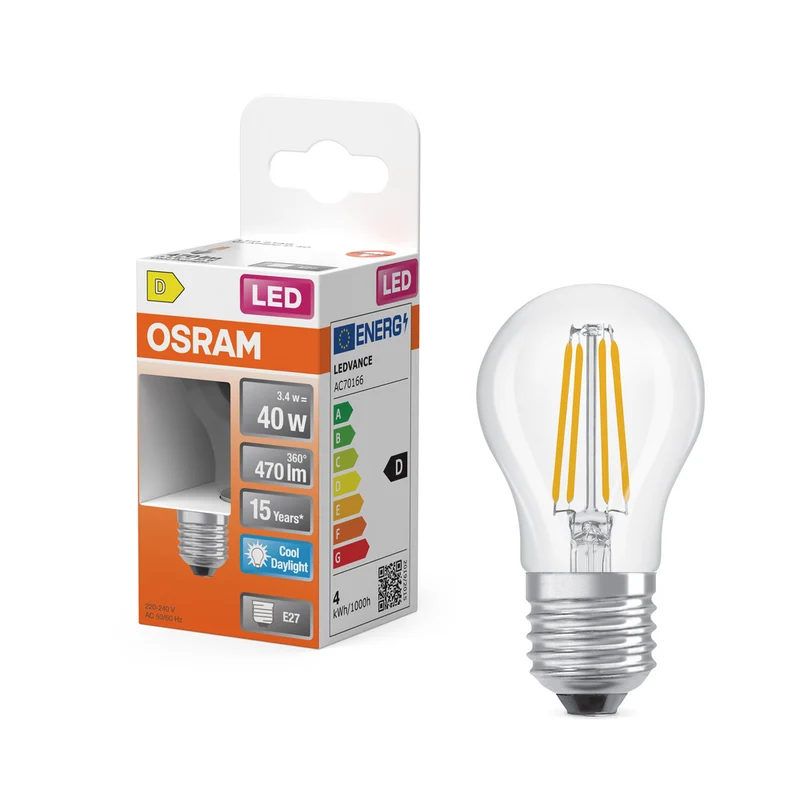 OSRAM LED Retrofit Classic P 3,4 W 865 transparente E27