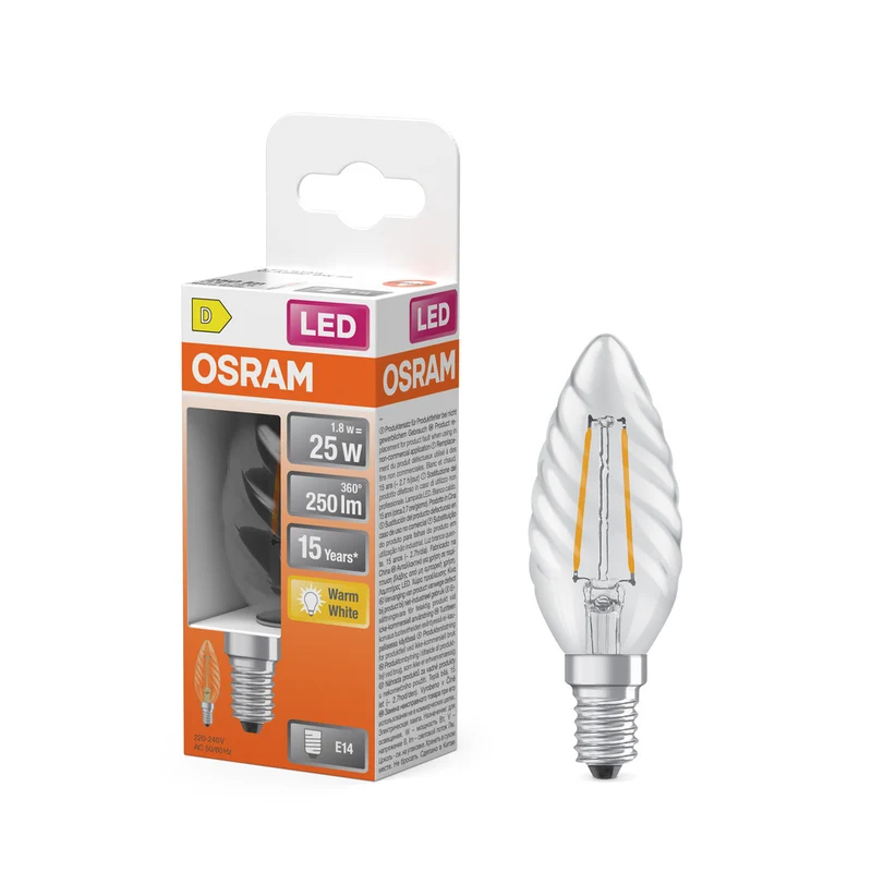 OSRAM LED Retrofit Classic BW 1.8W 827 transparente E14