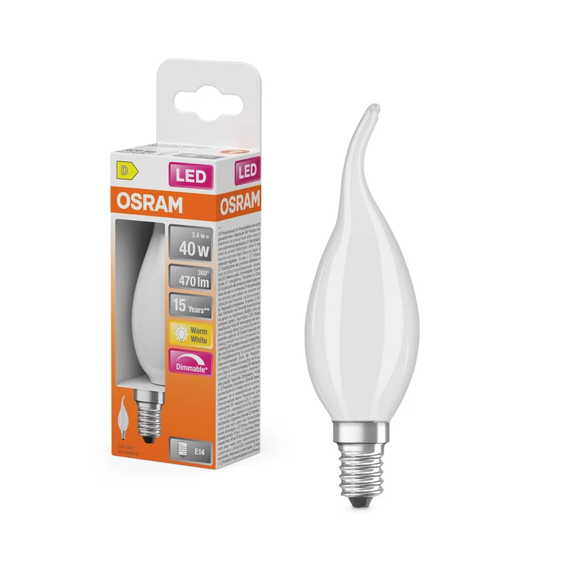 OSRAM LED Retrofit Classic BA regulable 3,4 W 827 mate E14