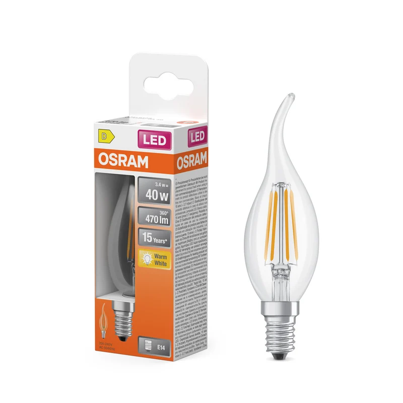 OSRAM LED Retrofit Classic BA 3,4 W 827 transparente E14