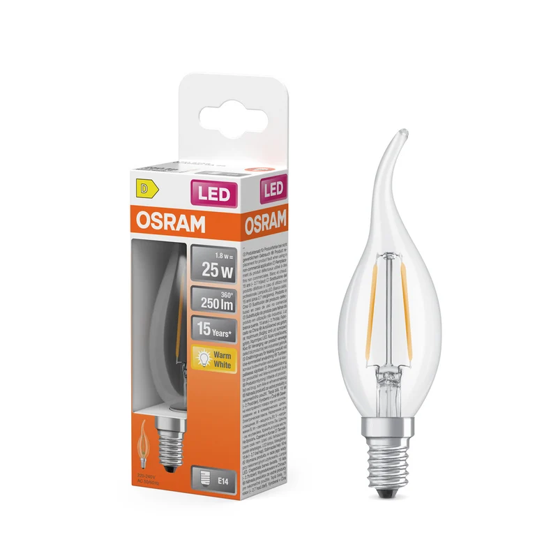 OSRAM LED Retrofit Classic BA 1.8W 827 transparente E14
