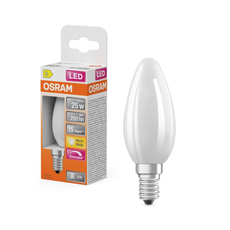 OSRAM LED Retrofit Classic B regulable 1,8 W 827 mate E14