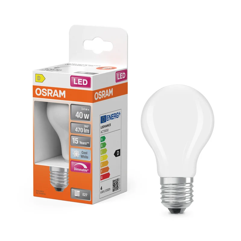 OSRAM LED Retrofit Classic A regulable 3,4 W 840 mate E27