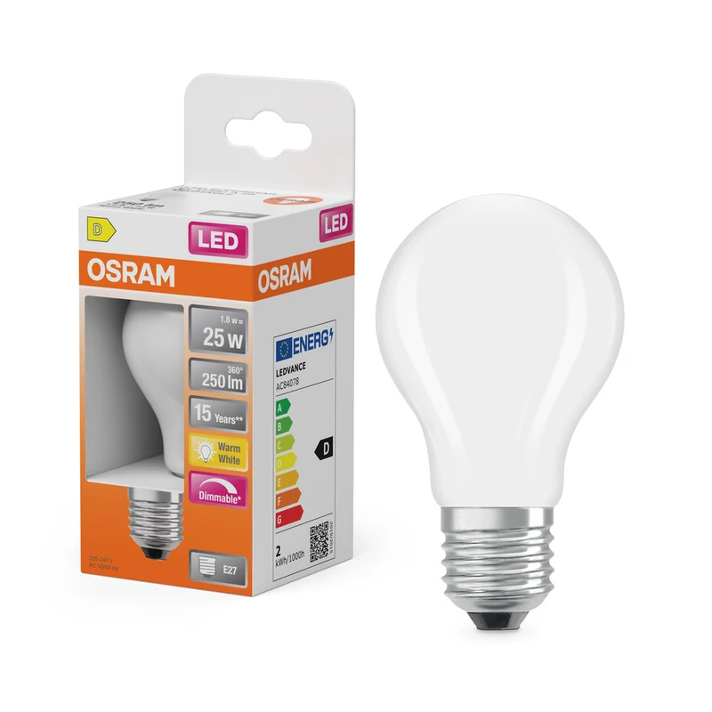OSRAM LED Retrofit Classic A regulable 1,8 W 827 mate E27