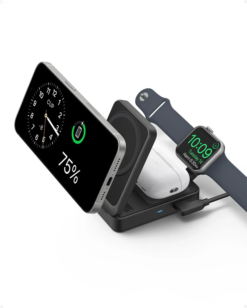 Cargador 3 en 1 plegable MagGo Wireless de Anker - Negro