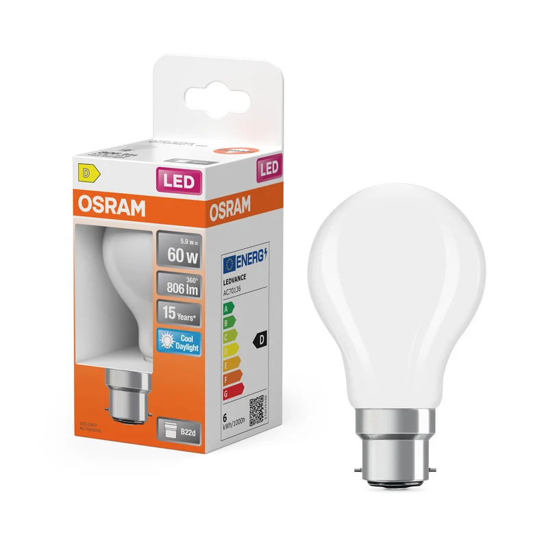 OSRAM LED Retrofit Classic A 5,9 W 865 mate B22d