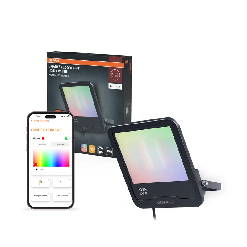 OSRAM SMART+ MATTER Floodlight, proyector LED, 30 W, 2400 lm, RGBW (16 millones de colores), 3000 K, WiFi, Matter, Alexa/Google, IP65