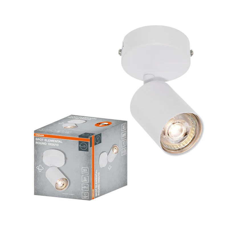 Foco LED OSRAM ELEMENTAL Blanco, redondo, 1xGU10, Blanco, 14 x 8 cm