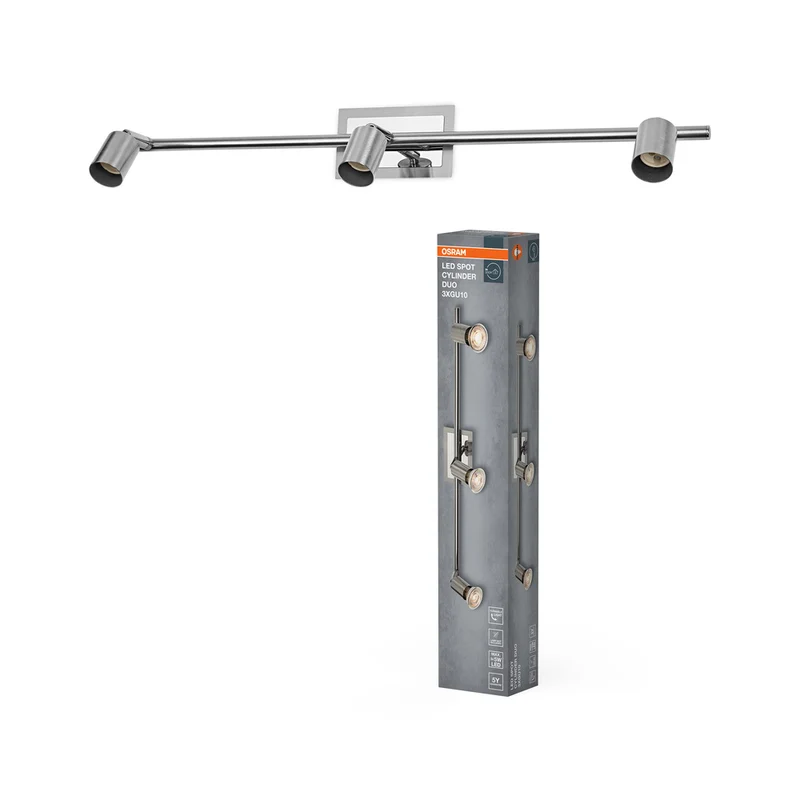 Lámpara de techo cilíndrica OSRAM LED Spot Duo 3xGU10 níquel cepillado