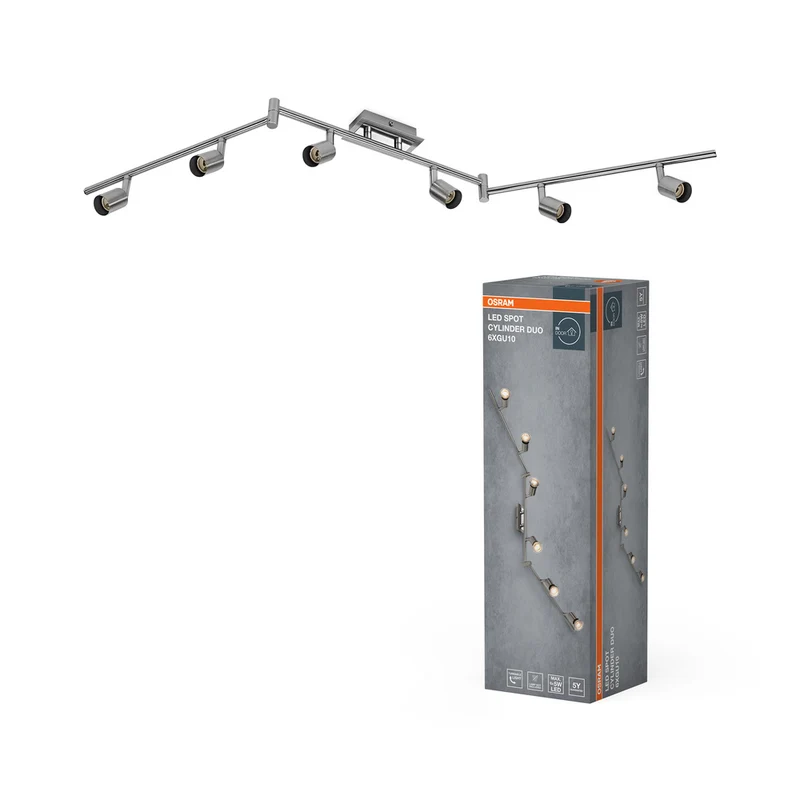 Lámpara de techo cilíndrica OSRAM LED Spot Duo 6xGU10 níquel cepillado