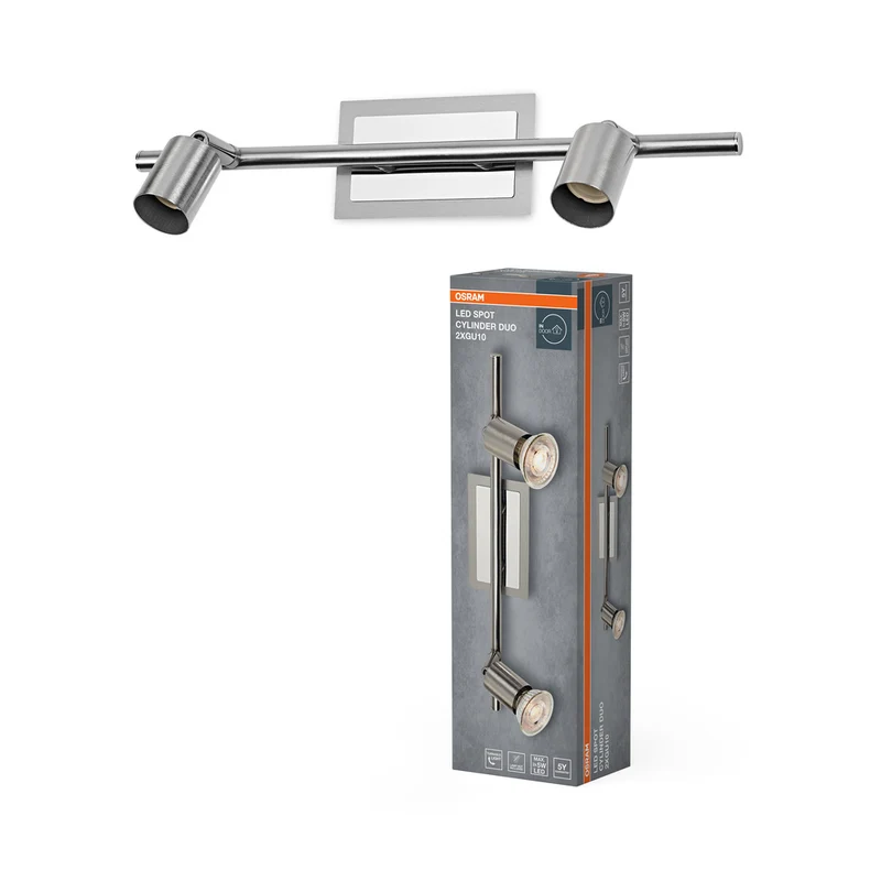 Lámpara de techo cilíndrica OSRAM LED Spot Duo 2xGU10 níquel cepillado