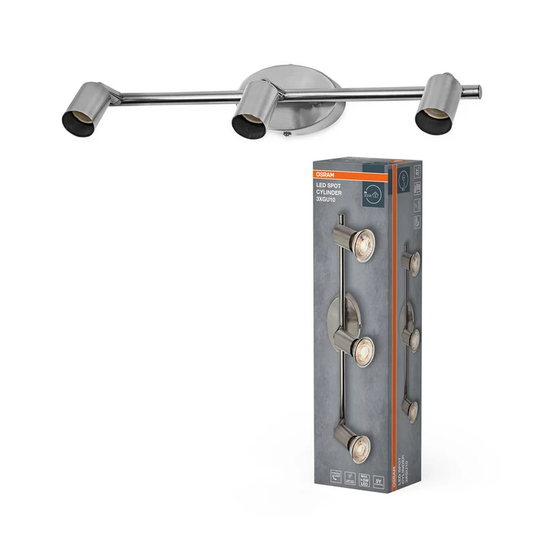 Foco de techo cilíndrico LED OSRAM 3xGU10 níquel cepillado