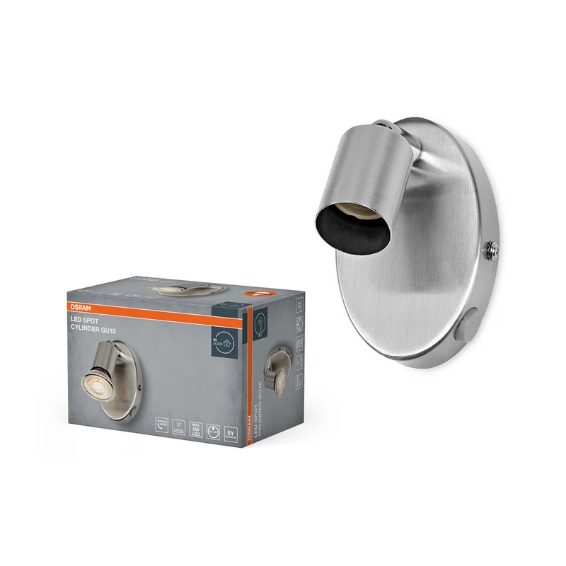 Aplique de pared cilíndrico LED Spot OSRAM 1xGU10 Níquel cepillado