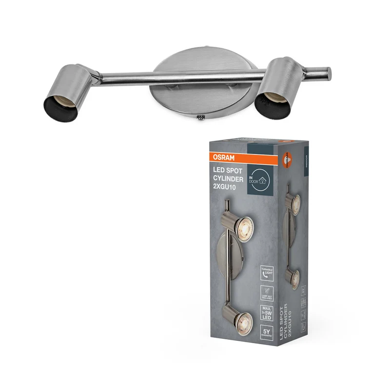 Foco de techo cilíndrico LED OSRAM 2xGU10 níquel cepillado