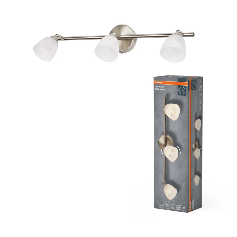 Lámpara de techo LED OSRAM Spot Cup 3xG9 níquel cepillado