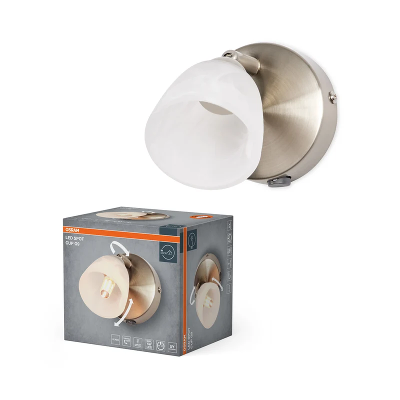 Aplique de pared LED OSRAM Spot Cup 1xG9 níquel cepillado