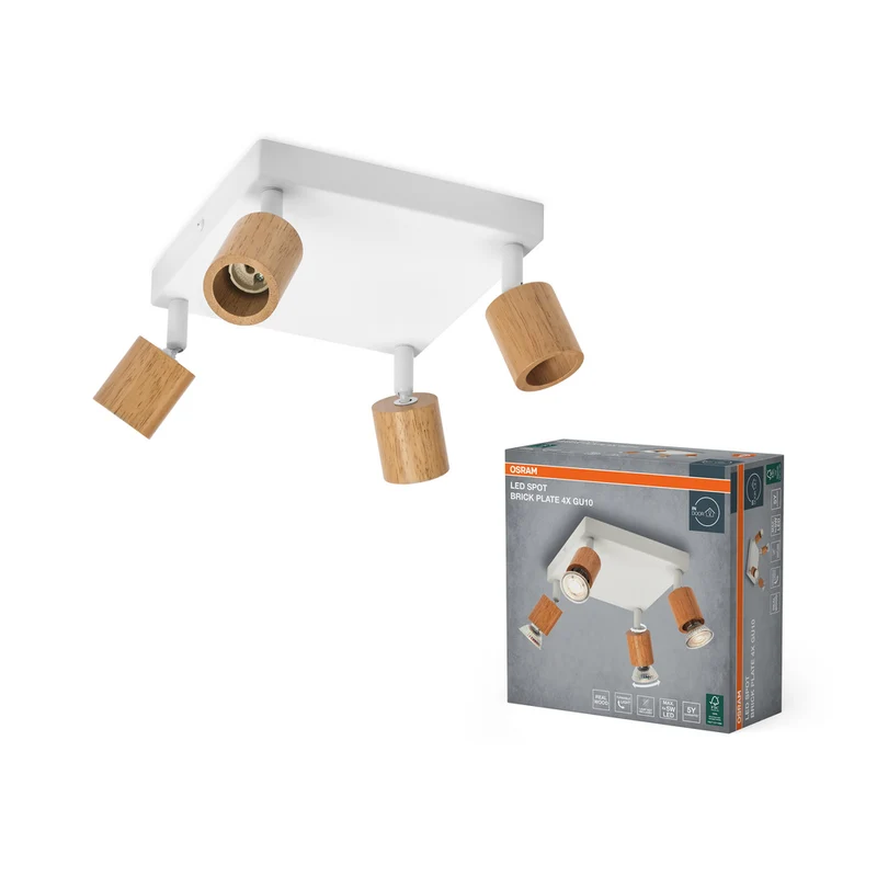 Lámpara de techo OSRAM LED Spot Brick 4xGU10 blanco y madera