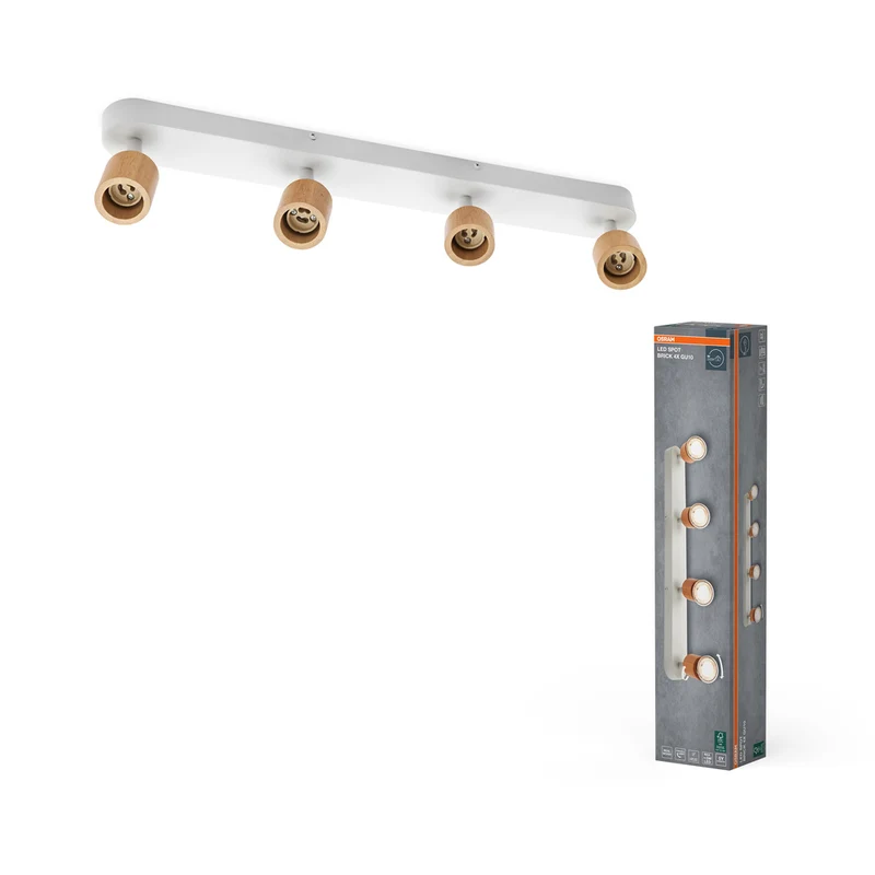 Lámpara de techo OSRAM LED Spot Brick 4xGU10 blanco y madera