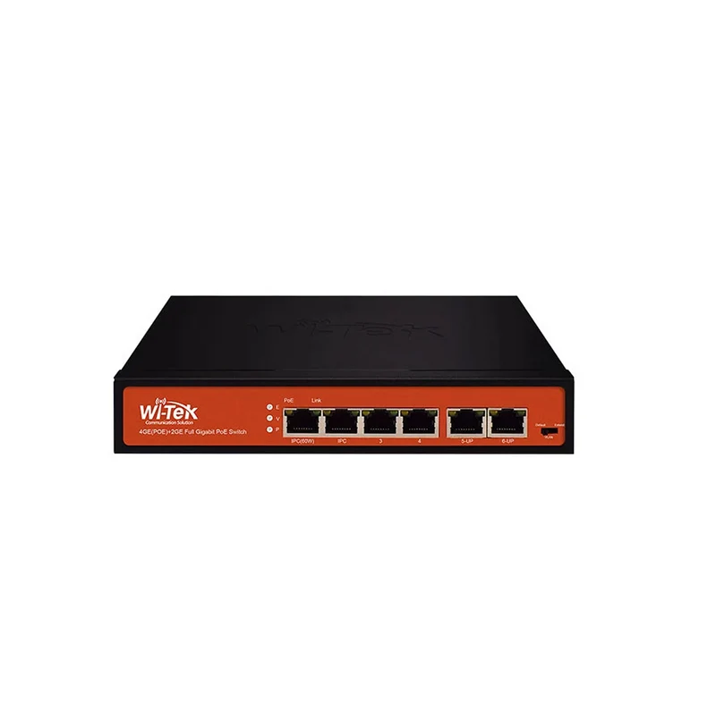 Switch de 4 puertos PoE 10/100/1000 + 1 ptos GB para Up-Link Marca: Wi-Tek