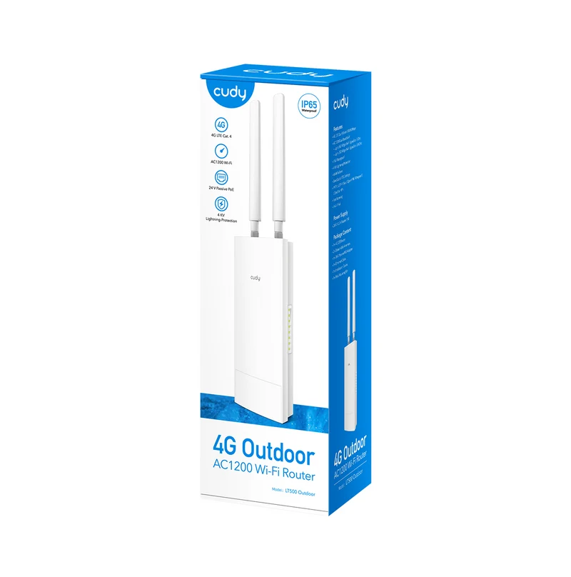 Router de 1 puerto LT500 OUTDOOR-AU Wi-Fi 4G LTE Cat4 300M+ 876M Marca: CUDY