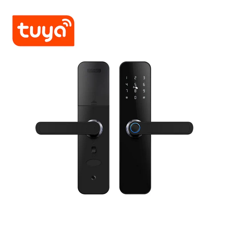 Cerradura WIFI Tecnología Tuya huella + código + tarjeta + APP 300 usuarios batería AA TK-HR07