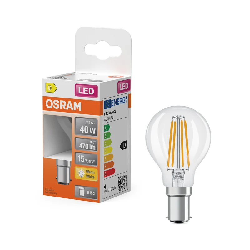 OSRAM LED Retrofit Classic P 3,4 W 827 transparente B15d