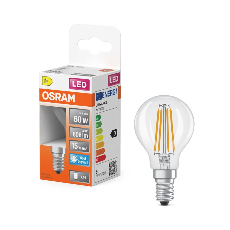 OSRAM LED Retrofit Classic P 5,9 W 865 transparente E14
