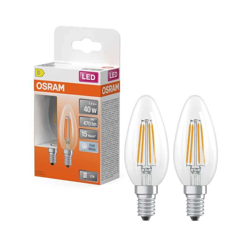 OSRAM LED Retrofit Classic B 3,4 W 840 transparente E14