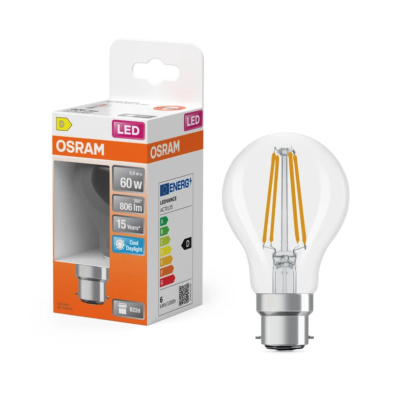 OSRAM LED Retrofit Classic A 5,9 W 865 transparente B22d