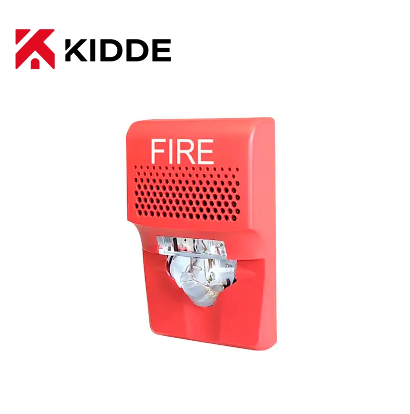 Sirena con Luz estroboscópica LED PARED temporal multi-candela roja con leyenda FIRE dB hi/lo-24VEG1AVRF Marca: Kidde