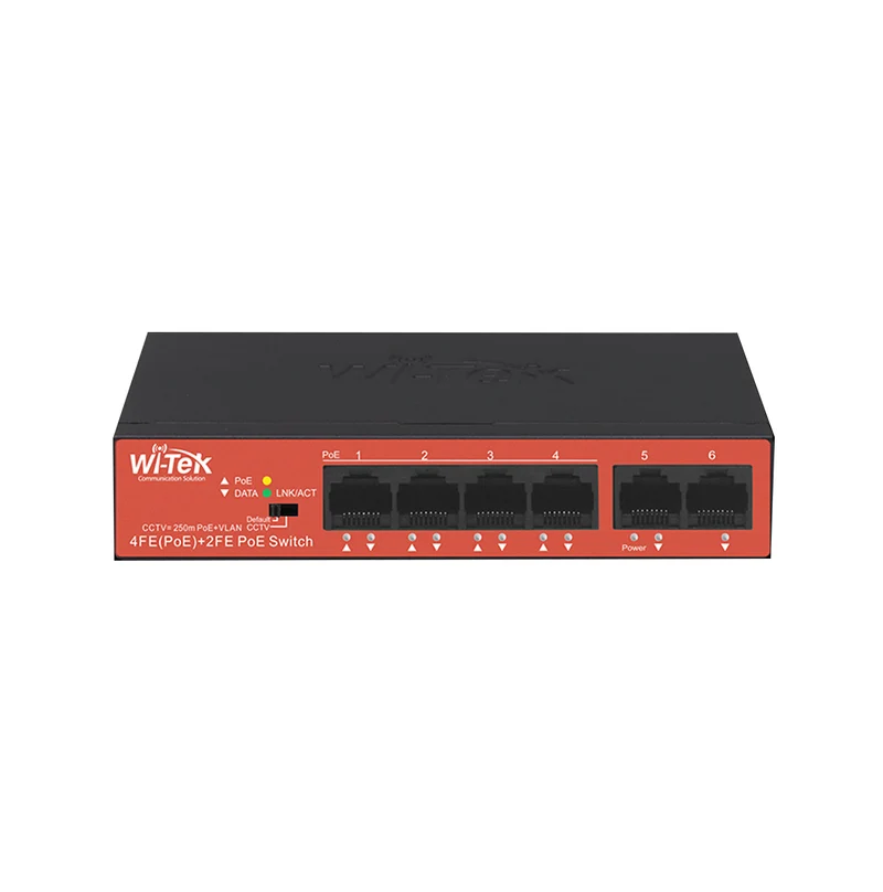 Switch POE de 4 puertos FE+2FE CCTV+WATCHDOG WI-PS205H V2 Marca: Wi-Tek