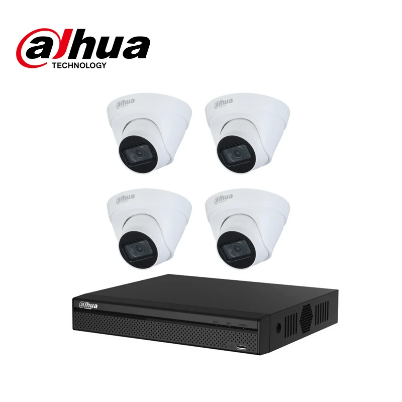 Kit de 4 cámaras domo de 2MP + NVR Marca: Dahua