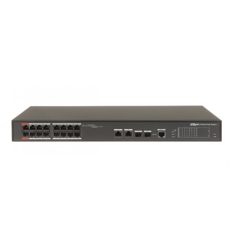 Switch PoE de 16 puertos, PoE 2.0, Watchdog, 250m Marca: Dahua