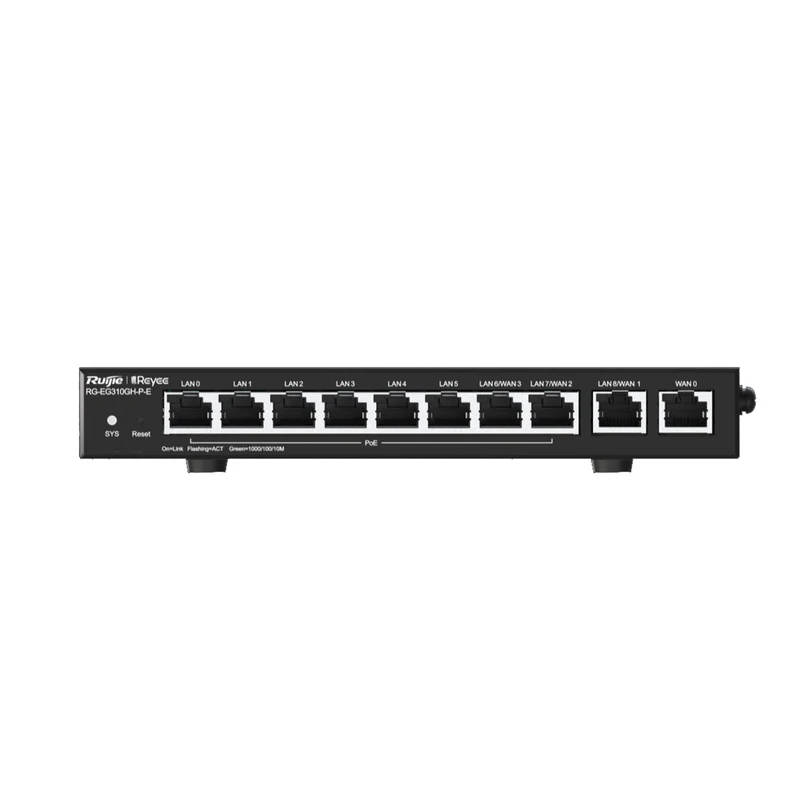 Router 8 PoE +2 GE 120W Hasta 4 WAN 300 usuarios / SMB 1.5Gbps rendimiento Marca: Ruijie