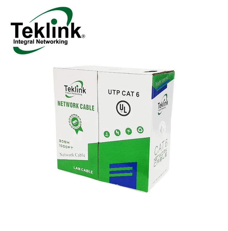 Cable UTP CAT6-Interior 24AWG- 305M- 100% Cobre- UL & ETL – Azul CAB-6INBL-24 Marca: Teklink