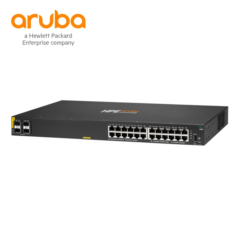 Switch Administrable CX 6100 de 24 Puertos Gigabit PoE+ con 4 Puertos SFP+ de 10G – 370W JL677A Marca: HPE Aruba