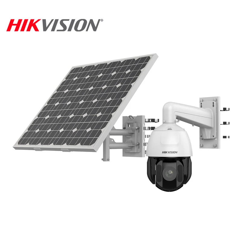 Camara domo PTZ con panel solar, resolución 4MP, lente Varifocal, óptica 4. 8-120mm, IR 150m, WDR, IP67 DS-2DE5425IWG-K/4G Marca: Hikvision