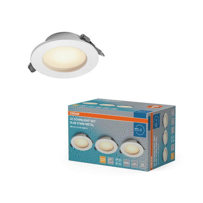 Foco empotrable LED OSRAM para baño IP44 Slim 97 mm 4,5 W Metal Blanco ⌀75 mm