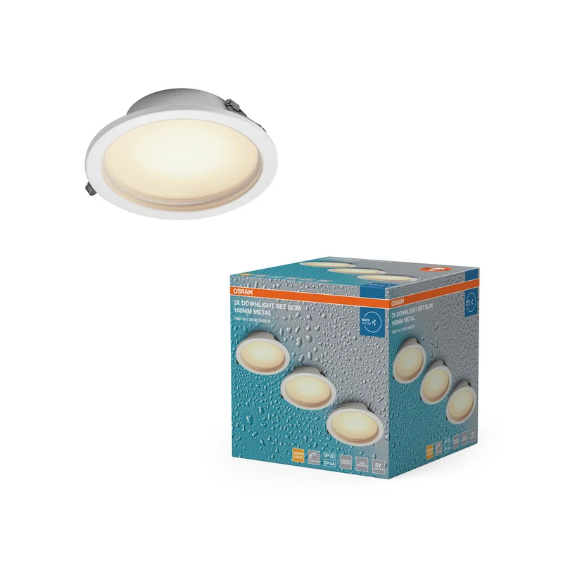 Foco empotrable LED OSRAM para baño IP44 Slim 160 mm 18 W Metal Blanco ⌀135 mm