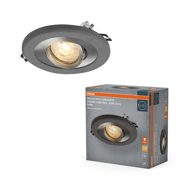 Foco empotrable OSRAM Concrete Spot GU10 de 4,5 W, níquel satinado oscuro, ⌀68 mm