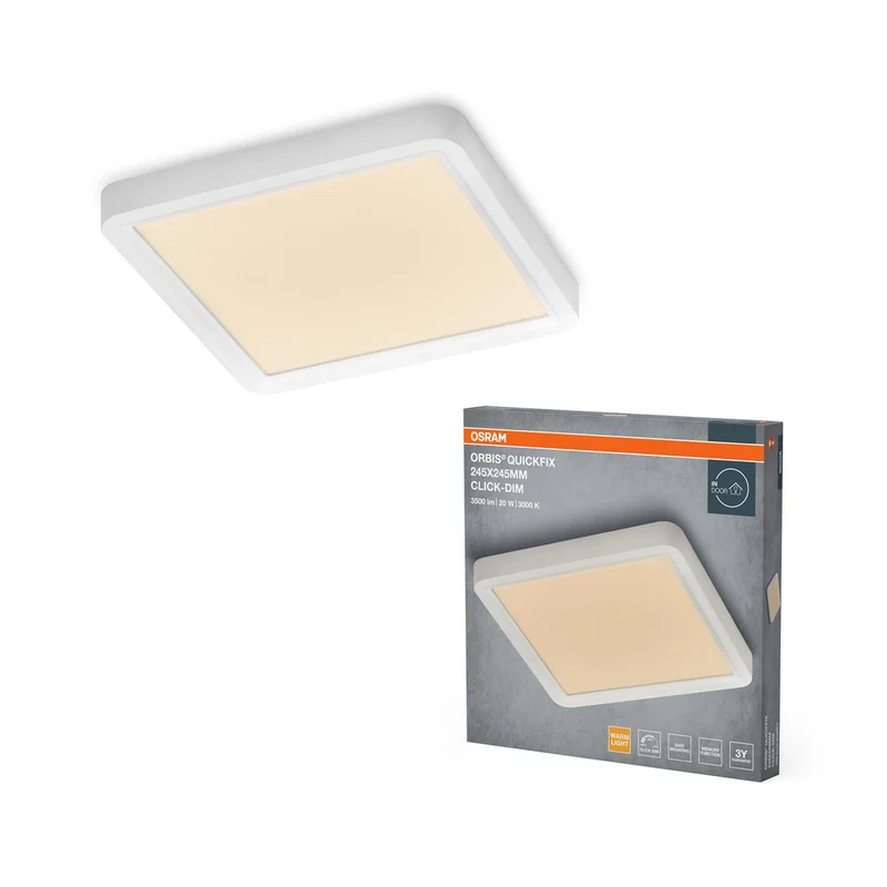 Lámpara de techo cuadrada OSRAM Orbis Quickfix 245x245 mm 20W Click-Dim Blanco
