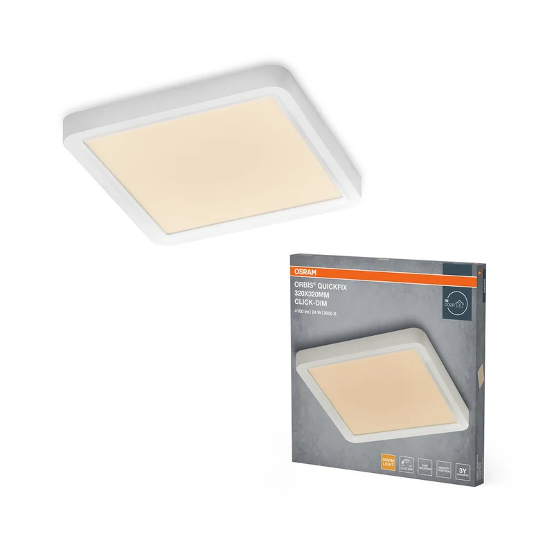 Lámpara de techo cuadrada OSRAM Orbis Quickfix 320x320 mm 24W Click-Dim Blanco