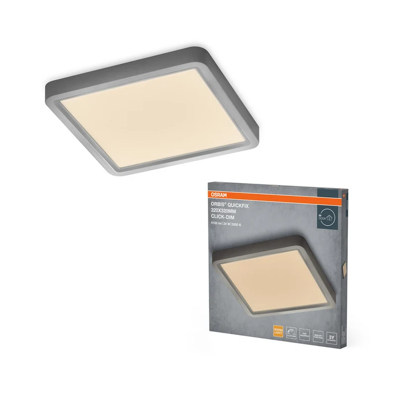 Lámpara de techo cuadrada OSRAM Orbis Quickfix 320x320 mm 24W Click-Dim Plata