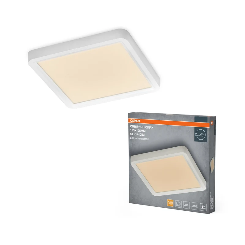 Lámpara de techo cuadrada OSRAM Orbis Quickfix 195x195 mm 16W Click-Dim Blanco