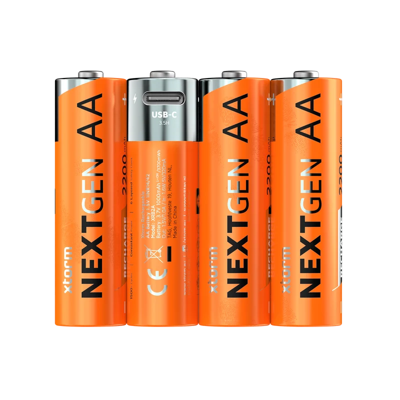 Pack de 4 pilas recargables con USB-C de Xtorm - AA
